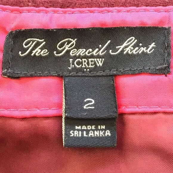 J. Crew The Pencil Skirt Burgundy Wool Blend Skirt - Picture 8 of 9
